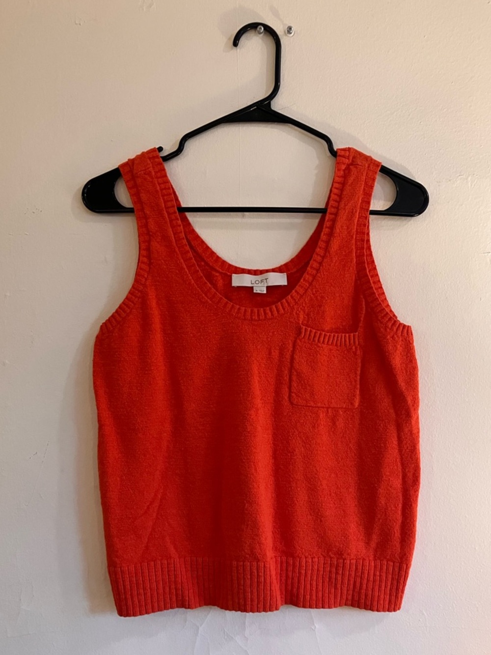LOFT mandarin orange sweater tank with breast pocket size M